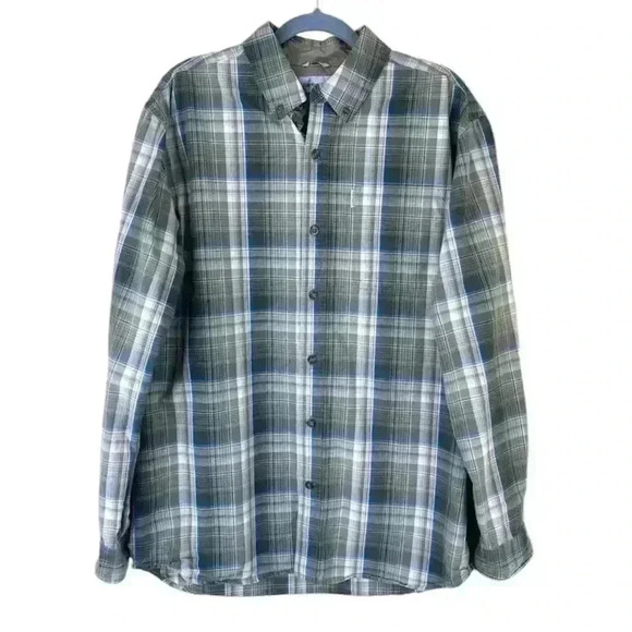 CARHARTT Green Plaid Durable 100% Cotton Long Sleeve Button Down Shirt Size L - Picture 1 of 14